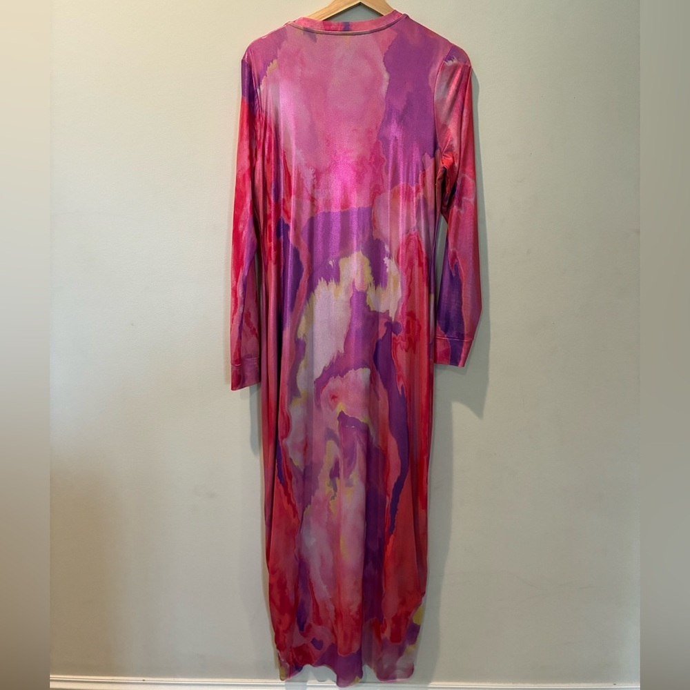 AFRM Shailene Foil Long Sleeve dress in Painted Orchid - Picture 4 of 6